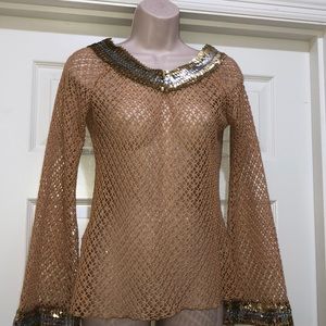 NWOT Forever Young Sequined Crochet Top Size L